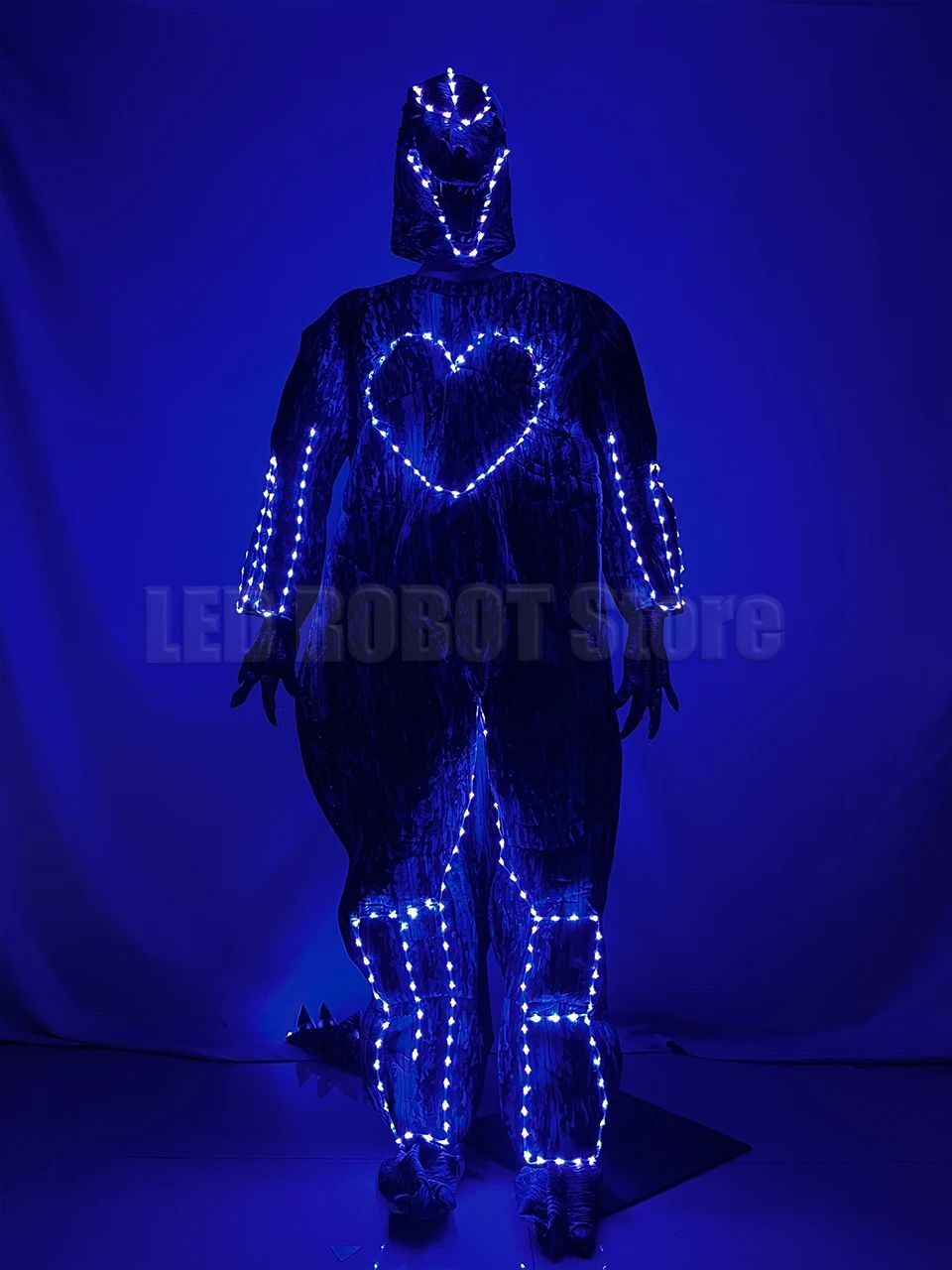 LED Full Color Monster Costume Glowing Latex Cosplay Jumpsuit with LED Light Placement Halloween Party Performance Costume