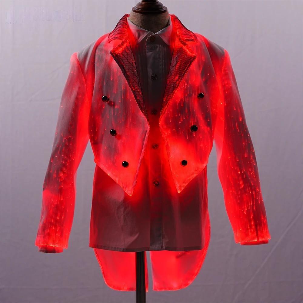 Glowing Children's Blazer Cosplay Jacket with Tasseled Fiber Optic Outfit for Kids Christmas Party Celebration Costume
