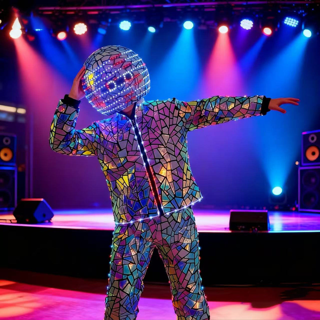 LED Mirror Lens Suit Reflective Flexible – Ideal for Stage Performances Raves & Live Events