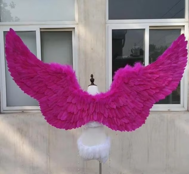 Rose Red Angel Feather Wings for Photo Shooting and Stage Performance