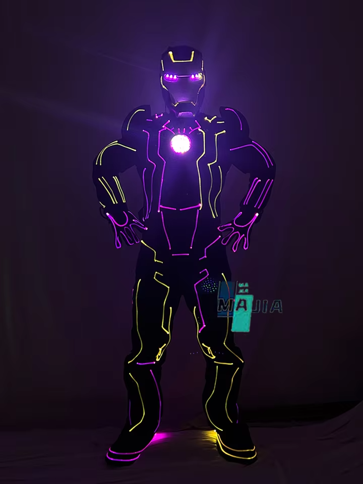LED Fiber Optic Suit Change Colors Neon Light up Costume for Ballroom Warrior DJ Dance Cosplay Show Performance