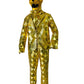 Gold Mirror Man with Lion Helmet for Disco Party DJ Adult Stage Street Costume