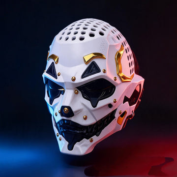 LED Cyberpunk Skull Mask – Halloween Light Up Futuristic Cosplay Mask, Adjustable Halloween Costume Helmet with Optional LED Light Mode, Party & Stage Performance Mask