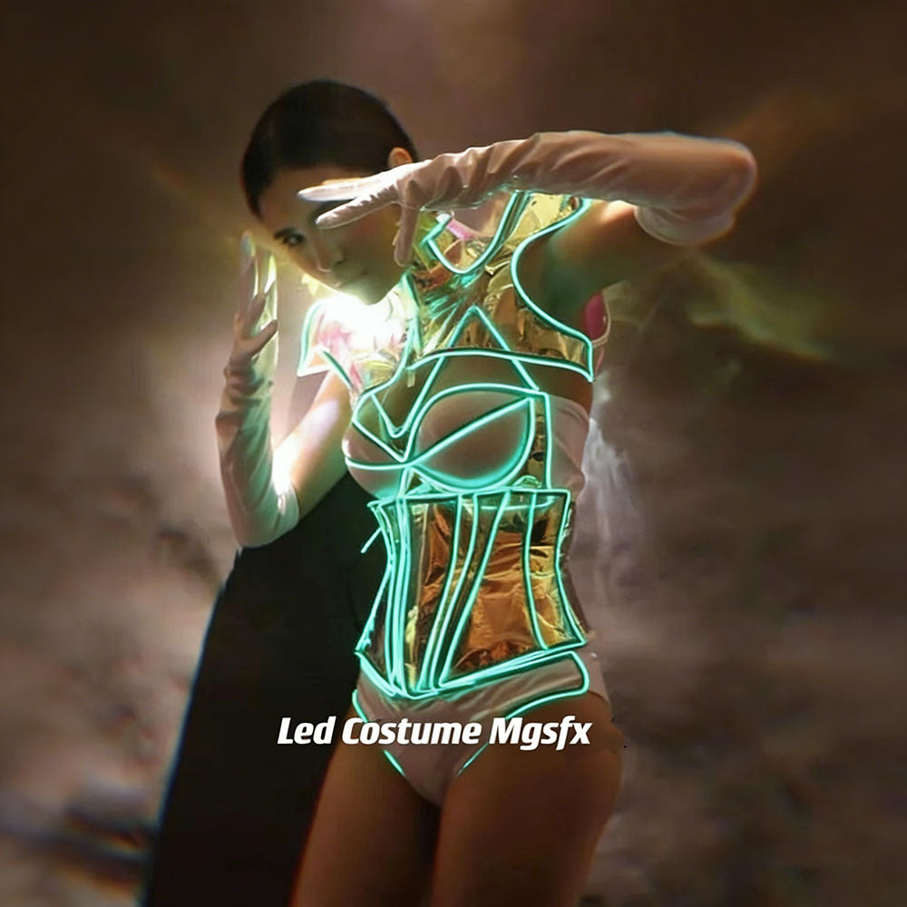 Future Combat Armor Wear LED Cold Light Unisex Tech Costume GOGO Bar Glow Party Luminous Outfit