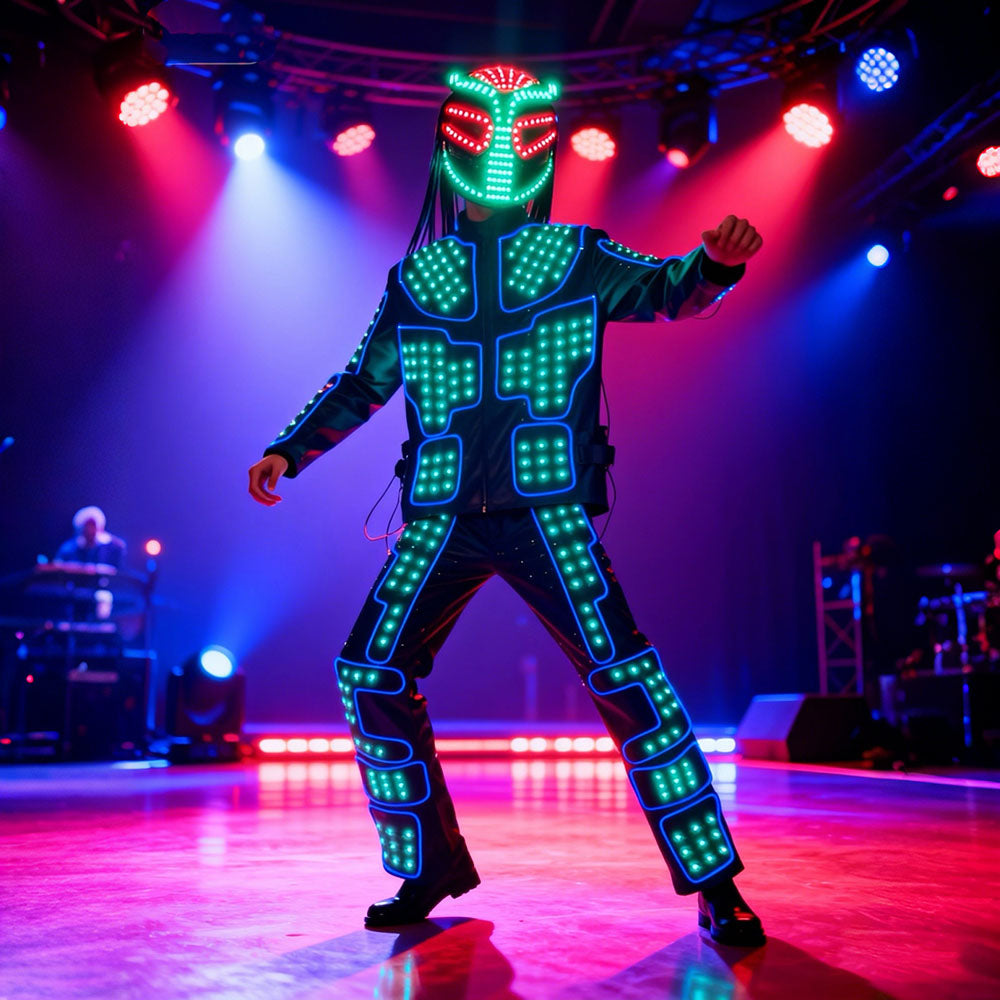 LED Robot Costume Illuminated Panels Vibrant Lights Futuristic Design for Stage Performance Events-Unisex Adult Standout