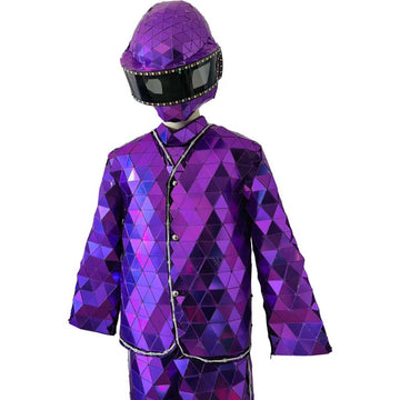 Purple Hand Sewn LED Mirror Show Suit Stage Performance Suit