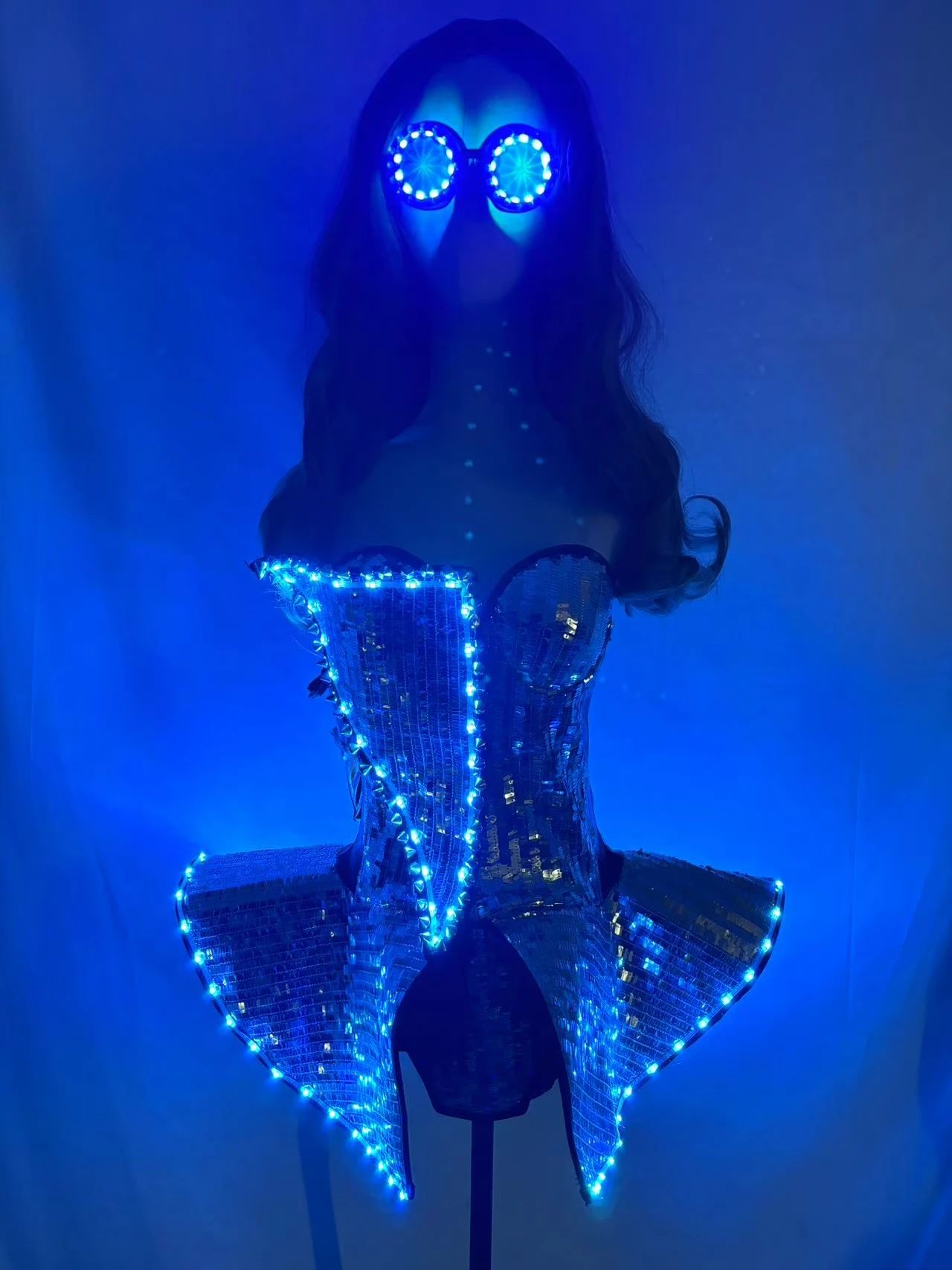 LED Glow Sexy Pole Dance Costume Women Dress Singer Stage Wear Nightcl