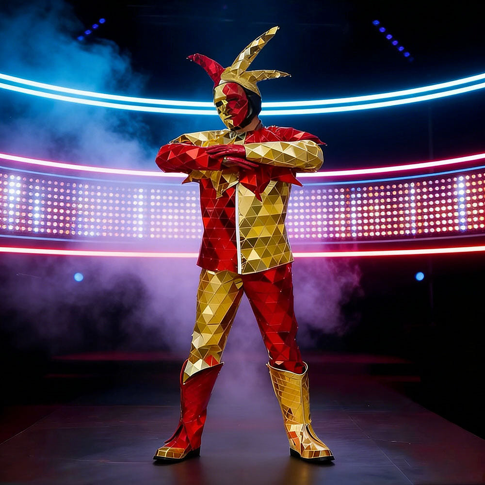 Hand Sewn Mirror Glasses Dance Jumpsuit Men Stage Performance Clown Show Costume Party Wear Cosplay Outfit