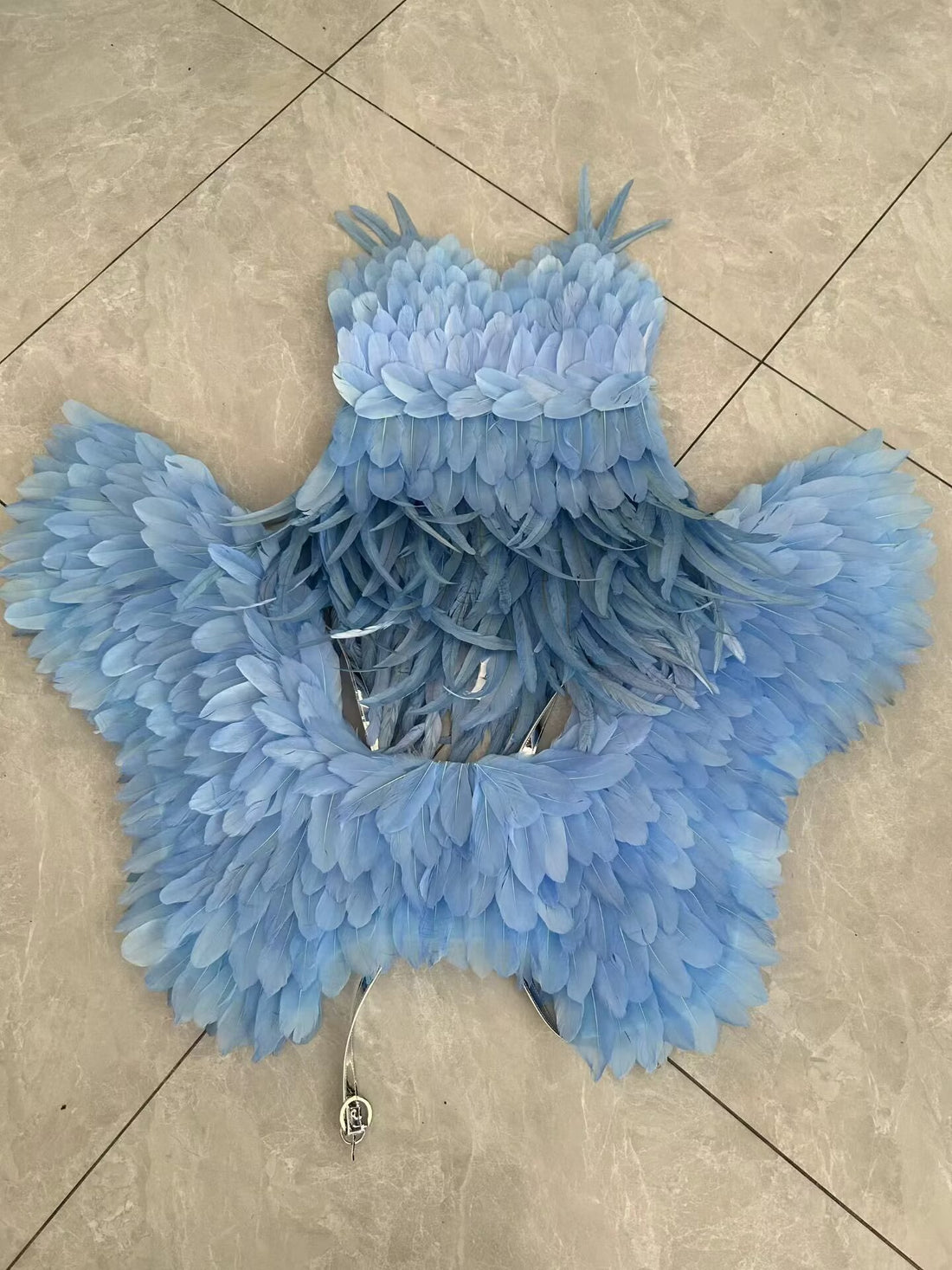 Women's Angel Wings Cosplay Costume Elegant Bodysuit with Feather Wings for Halloween Christmas Parties Festival Full Outfit Set