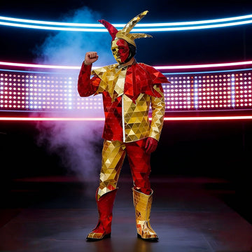 Hand Sewn Mirror Glasses Dance Jumpsuit Men Stage Performance Clown Show Costume Party Wear Cosplay Outfit