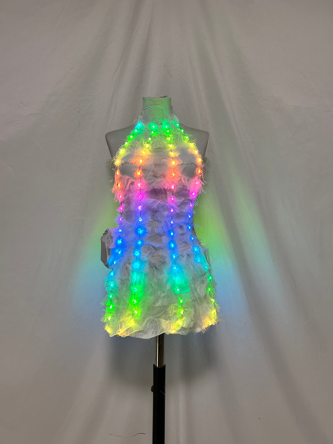 LED Light-Up Feather Dress for Women - Glow in the Dark Party Costume for Festival & Halloween