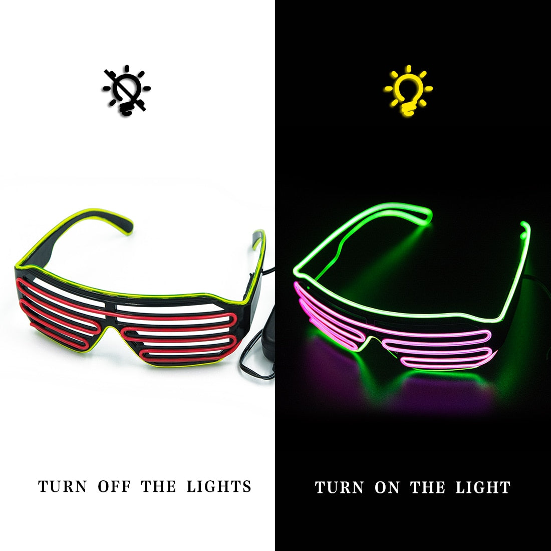 Glowing Glasses LED Gafas Luminous Bril Neon Christmas Glow Sunglasses Flashing Light Glass for Party Supplies Prop Costumes New