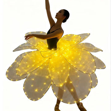 LED Light Flower Costume Dress – Illuminated Petal Wings Stage Performance Outfit, Glow Floral LED Cosplay Costume for Women, Festival & Night Show Wear