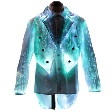 Glowing Children's Blazer Cosplay Jacket with Tasseled Fiber Optic Outfit for Kids Christmas Party Celebration Costume