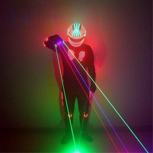 Nuevos disfraces de Robot LED, chaqueta brillante RGB para escenario, bailarina con guantes láser para Cosplay, fiesta en club nocturno