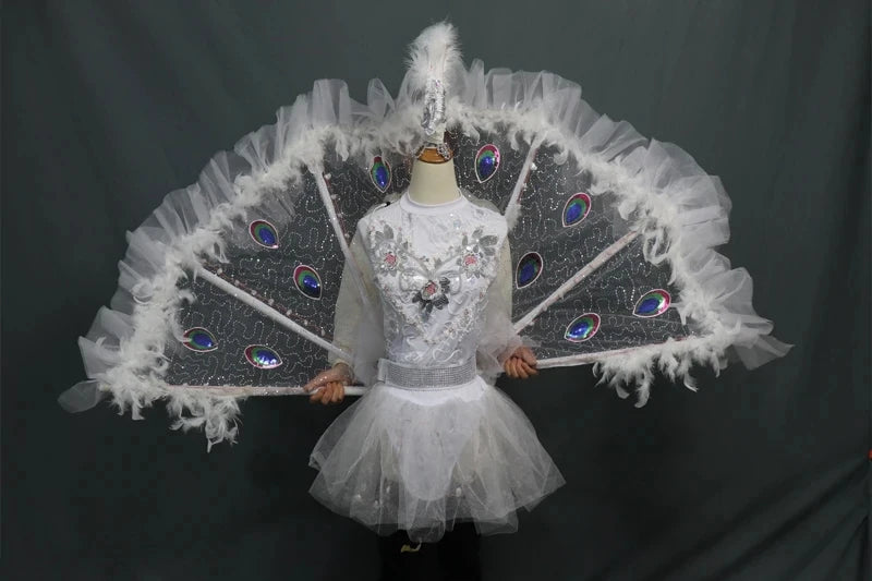 Women's Full-Color LED Peacock Wings LED Dance Party Stage Performance Wear Adult Ballet Skirt for Nightclub Catwalk Model Shows