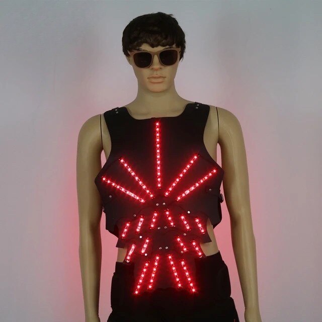 Luminous Men's Costumes Personality LED Lit Vest Halloween Gifts Bar Nightclub Stage Show Props