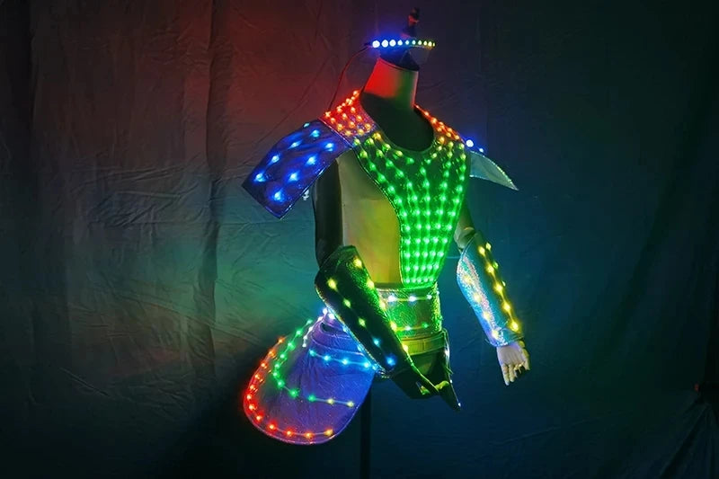 Women LED Dancer Dress Female Lightup Cosplay Costume DJ Singer Stage Performance Wear Clothing Sexy Silver Laser skirt