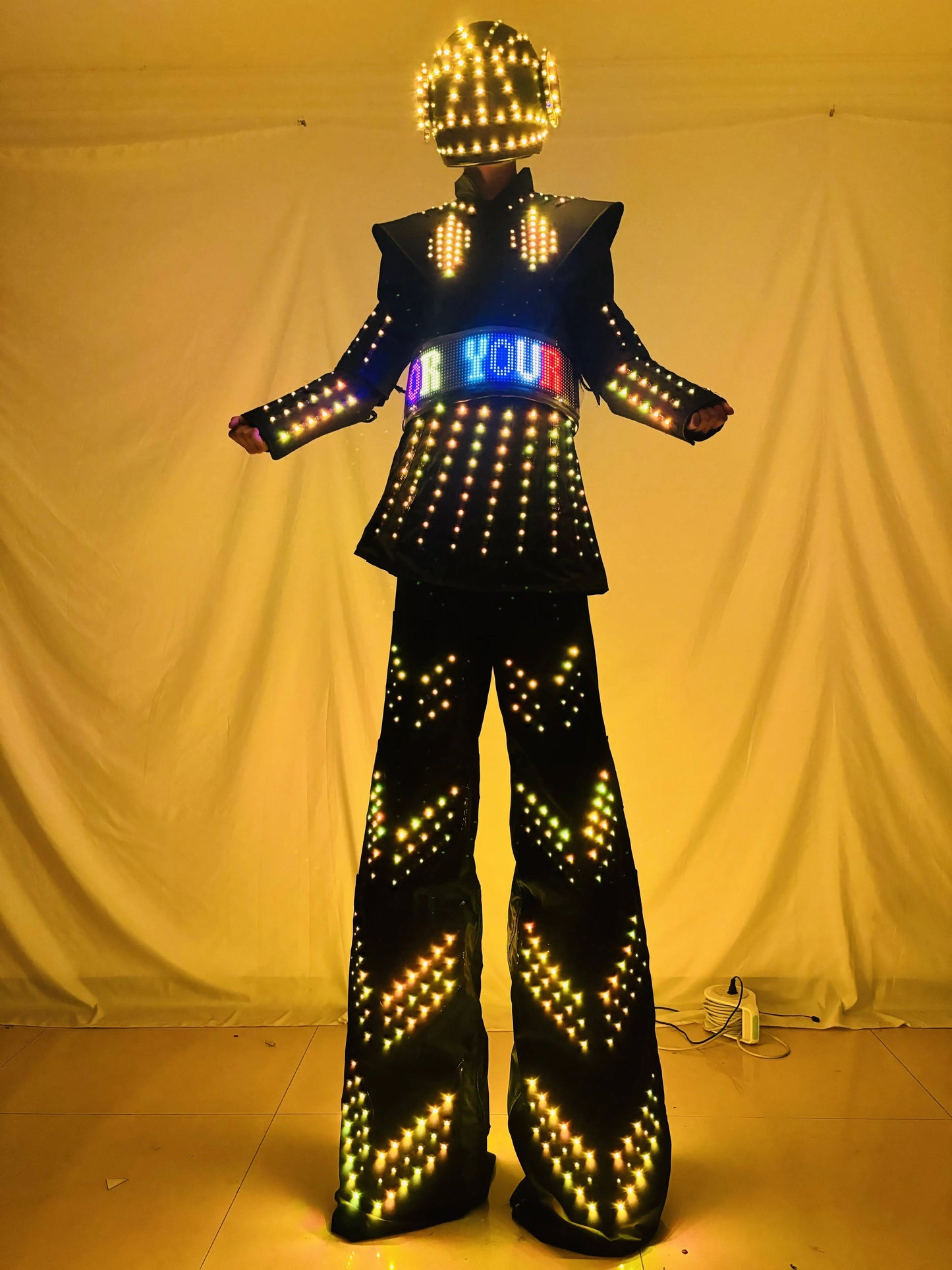 LED Robot Costume Female Skirt Dress Stilt Robot Suit Kryoman david guetta Future Female Warrior Party Show