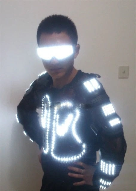 Nueva chaqueta de armadura luminosa LED Trajes que brillan intensamente para el rendimiento de baile 