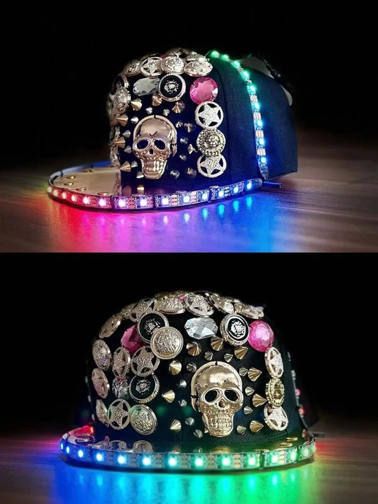 Dance Cap Change Color LED light Hat Remote Control Shows Stage Performance Props Nightclub Halloween Party Celebration Event