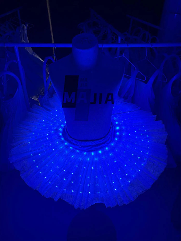 Kids Glow Star Tutu Light Up Skirt Birthday Wedding LED Full Color Dress Girls Ballet Dance