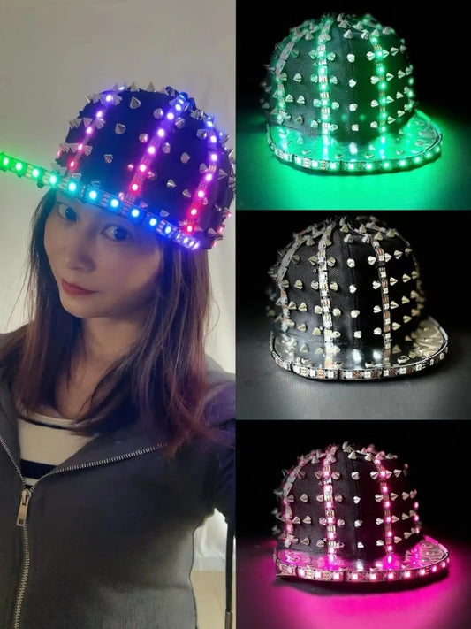 Dance Cap Change Color LED light Hat Remote Control Shows Stage Performance Props Nightclub Halloween Party Celebration Event