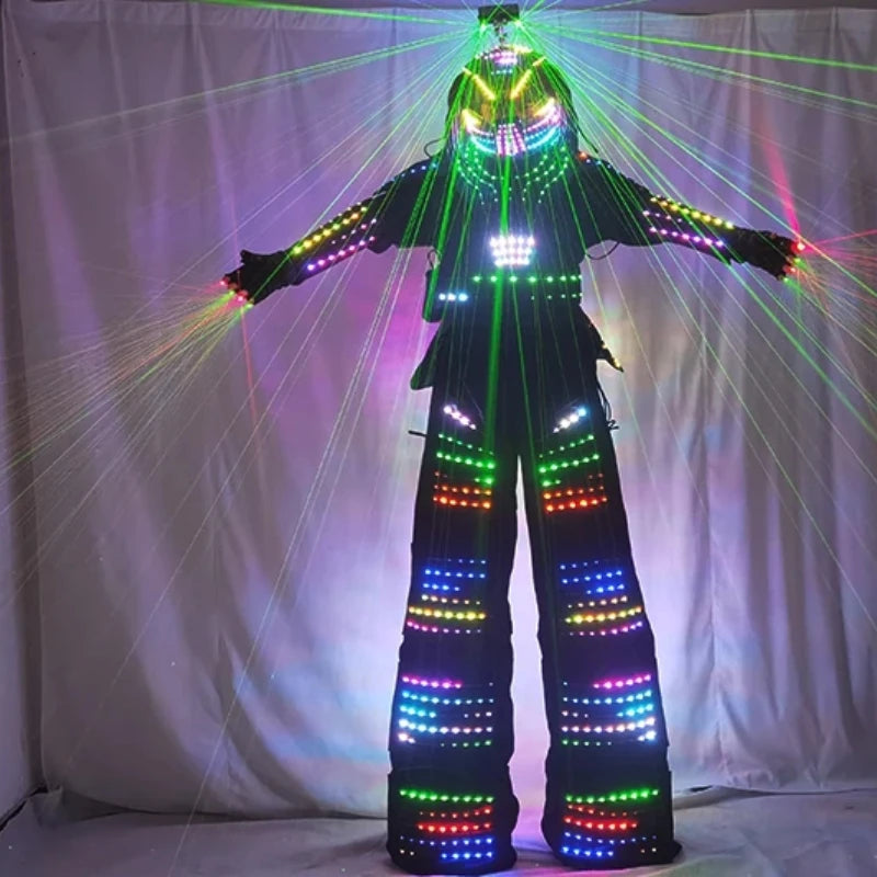 Colorful LED Luminous Robot Dance Wear Unisex Kryoman and David Guetta Stilt Suit for Adults for Performance and Events