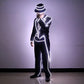 High Quality LED Illuminated Tuxedo Stage Suits Mike Mechanical Dance Show Costumes Bar Night Lights Clothes Hats and Pants