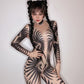 Sexy Female High Elastic Dance Suits Zebra Stripe Printing And Diamonds Costumes