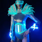 LED Punk Cyber Dance Suit Luminous Technology Costumes Bar Party Ice Blue Troupe Bar Gogo Clothing Nightclub Celebration Party