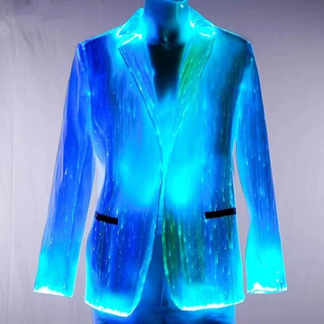 Flashing Rave Fiber Optic Glowing Festival Luminous Glow LED Light Wedding Jacket Suit