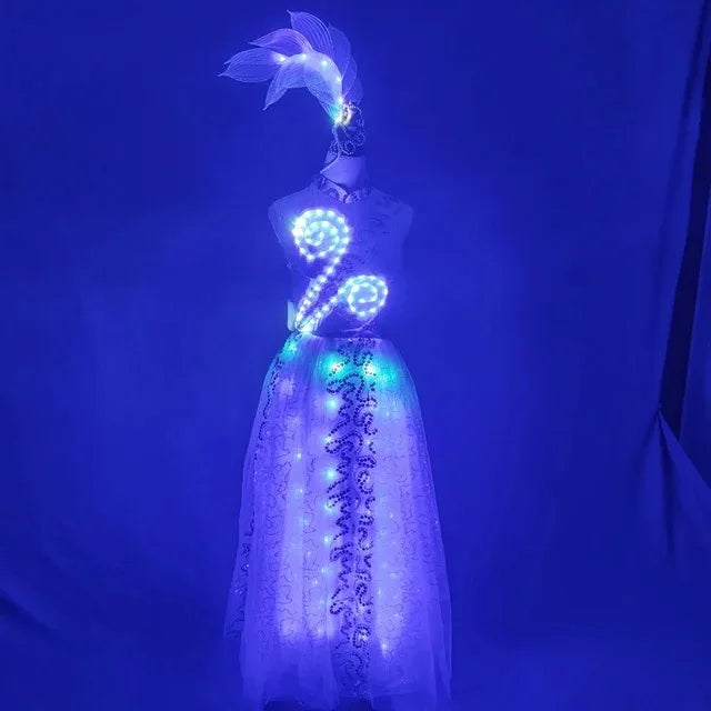 Female LED Lighting Up Costume Carnival In Group Sexy Opening Dance Luminous Dress Carnival Stage Wear Performance Party Suit