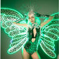 Fashion Woman LED Mirror Suits Butterfly Wings Costumes Ladies Gogo Dance Outfit DS DJ Performance Clubwear Party Copslay