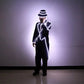 High Quality LED Illuminated Tuxedo Stage Suits Mike Mechanical Dance Show Costumes Bar Night Lights Clothes Hats and Pants