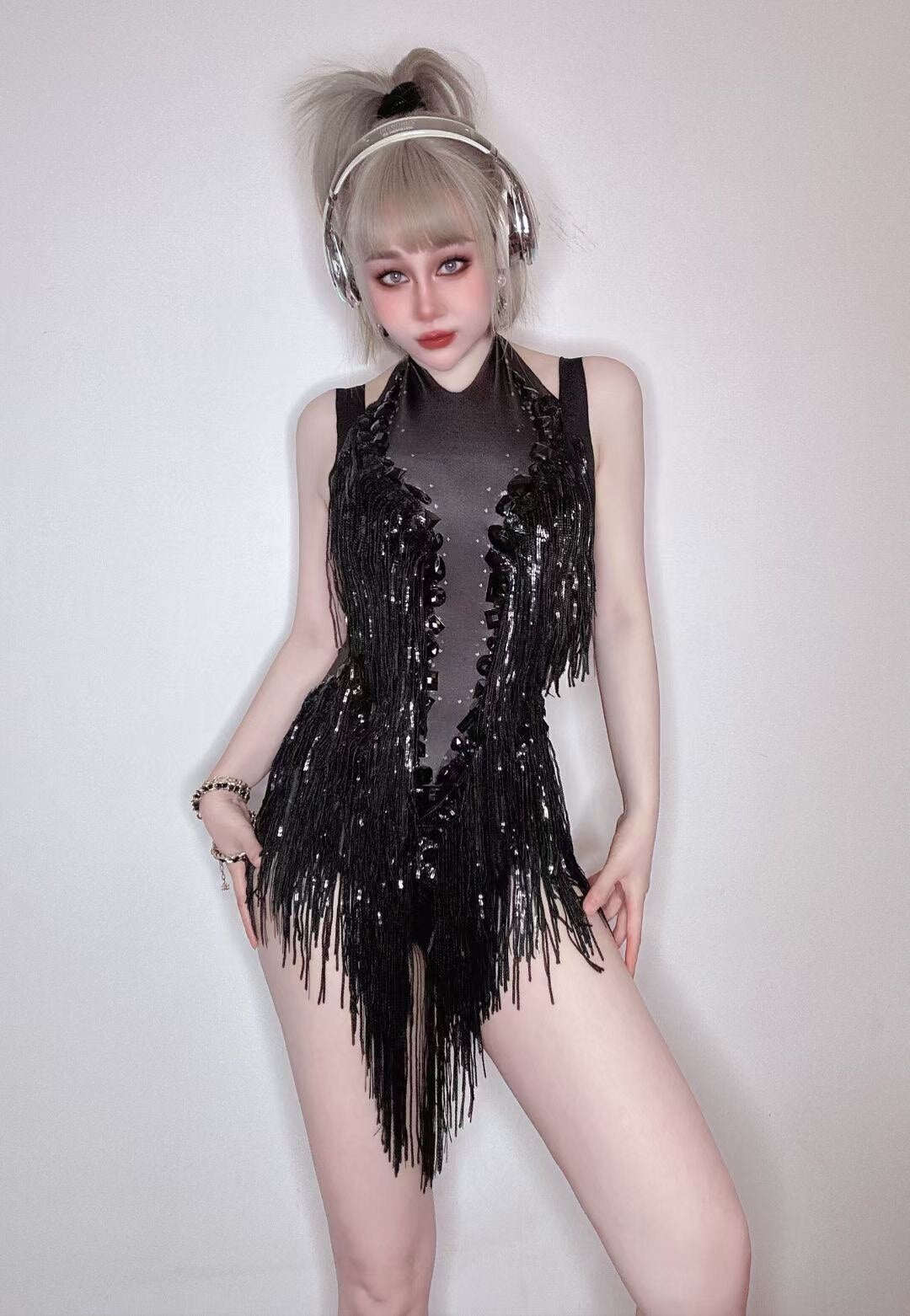 New Female Fashion Costume High Quality Elastic And Tassels For Performance Show