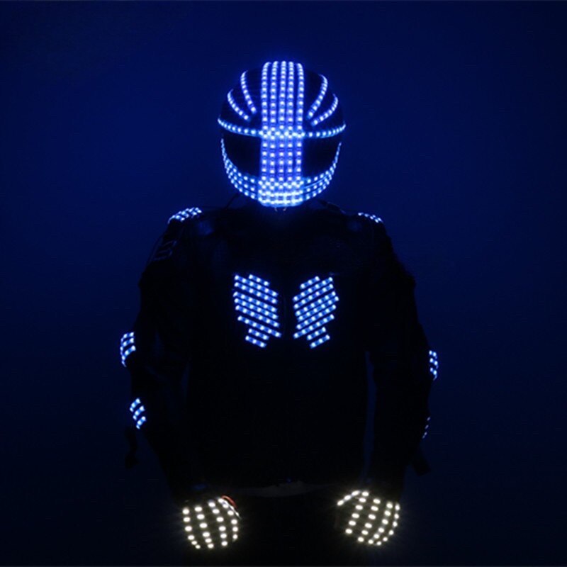 High Quality LED Illuminating Clothing Stage Performance Fluorescent Gloves Lighting Strobe Helmet