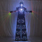 David Guetta LED Robot Suit Light-Up Stilts Walker Costume Luminous Dance Clothing Laser Gloves CO2 Gun Jet Machine Performance