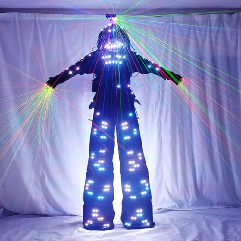 Colorful LED Luminous Robot Dance Wear Unisex Kryoman and David Guetta Stilt Suit for Adults for Performance and Events