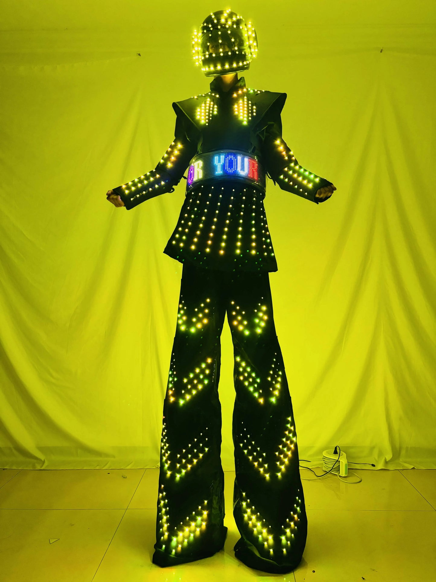 LED Robot Costume Female Skirt Dress Stilt Robot Suit Kryoman david guetta Future Female Warrior Party Show