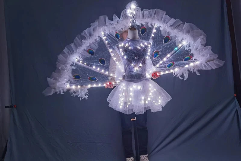 Women's Full-Color LED Peacock Wings LED Dance Party Stage Performance Wear Adult Ballet Skirt for Nightclub Catwalk Model Shows