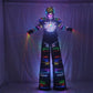 David Guetta LED Robot Suit Light-Up Stilts Walker Costume Luminous Dance Clothing Laser Gloves CO2 Gun Jet Machine Performance