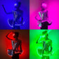 LED Punk Cyber Dance Suit Luminous Technology Costumes Bar Party Ice Blue Troupe Bar Gogo Clothing Nightclub Celebration Party