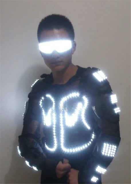 Nueva chaqueta de armadura luminosa LED Trajes que brillan intensamente para el rendimiento de baile 