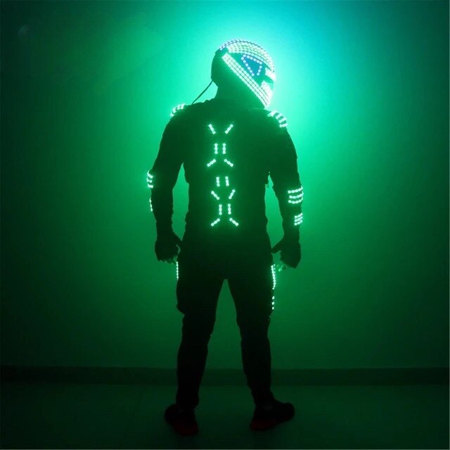 New LED Robot Costumes Stage RGB Glowing Jacket Dancer Wearing Cosplay Laser Gloves Nightclub Party