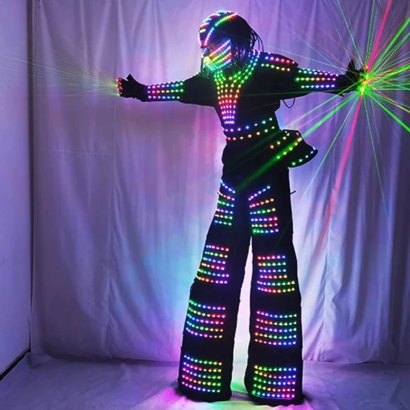 Colorful LED Luminous Robot Dance Wear Unisex Kryoman and David Guetta Stilt Suit for Adults for Performance and Events