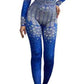 Sparkling Evening Party Rhinestone Jumpsuit Dancer Leggings Stage Costumes Women Long Sleeve Stretch Skinny Crystal Bodysuit