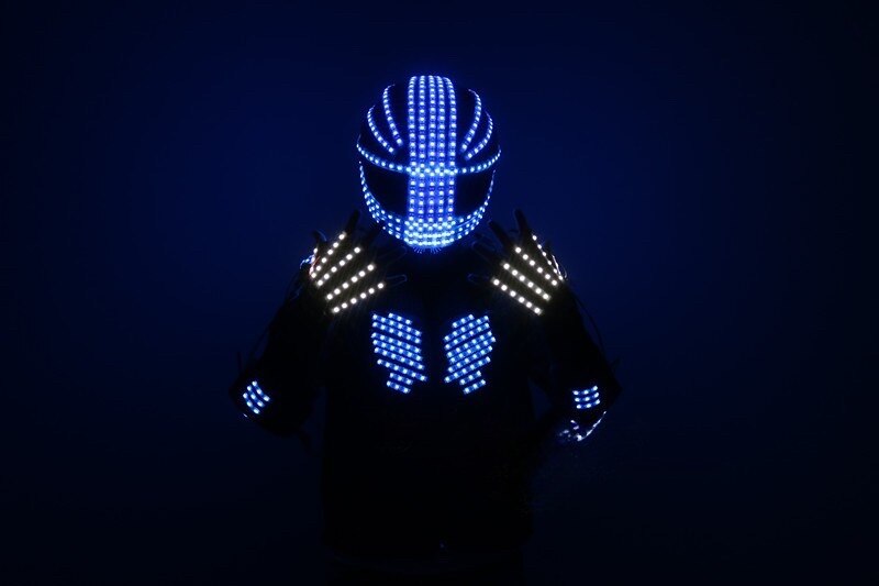 High Quality LED Illuminating Clothing Stage Performance Fluorescent Gloves Lighting Strobe Helmet