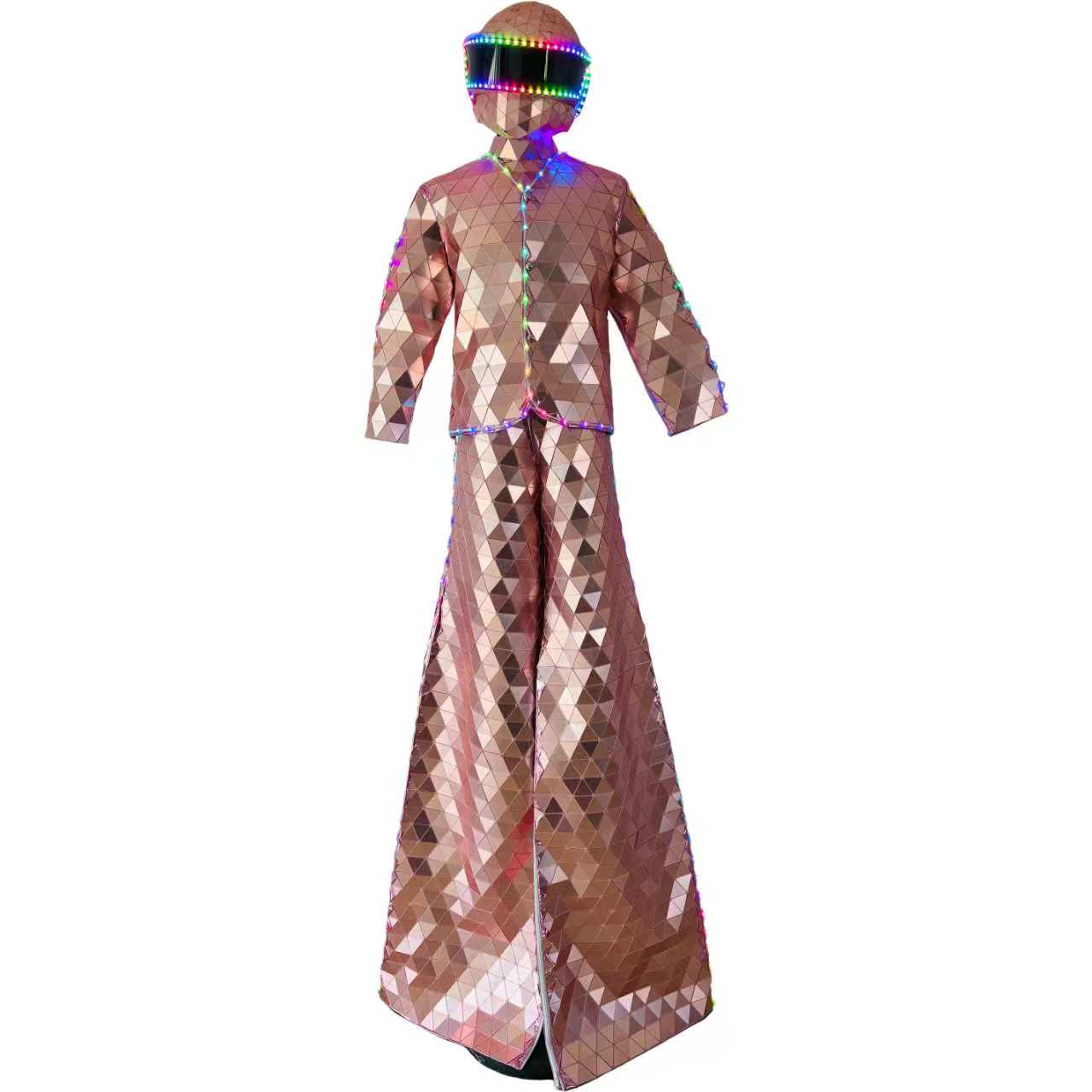 Pink  Mirror  Costume Stilts Walker led Robot suit Costume