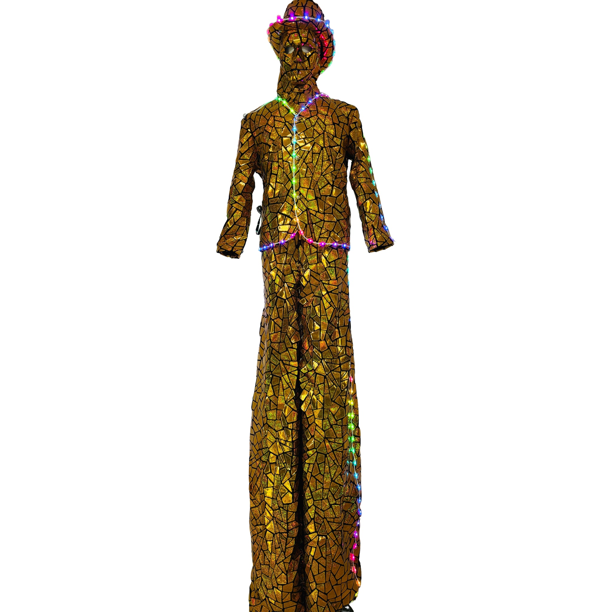 LED Stilts Walker Mirror Costumes Golden Man Show Suit Stage Performance(LED MIRROR 4)